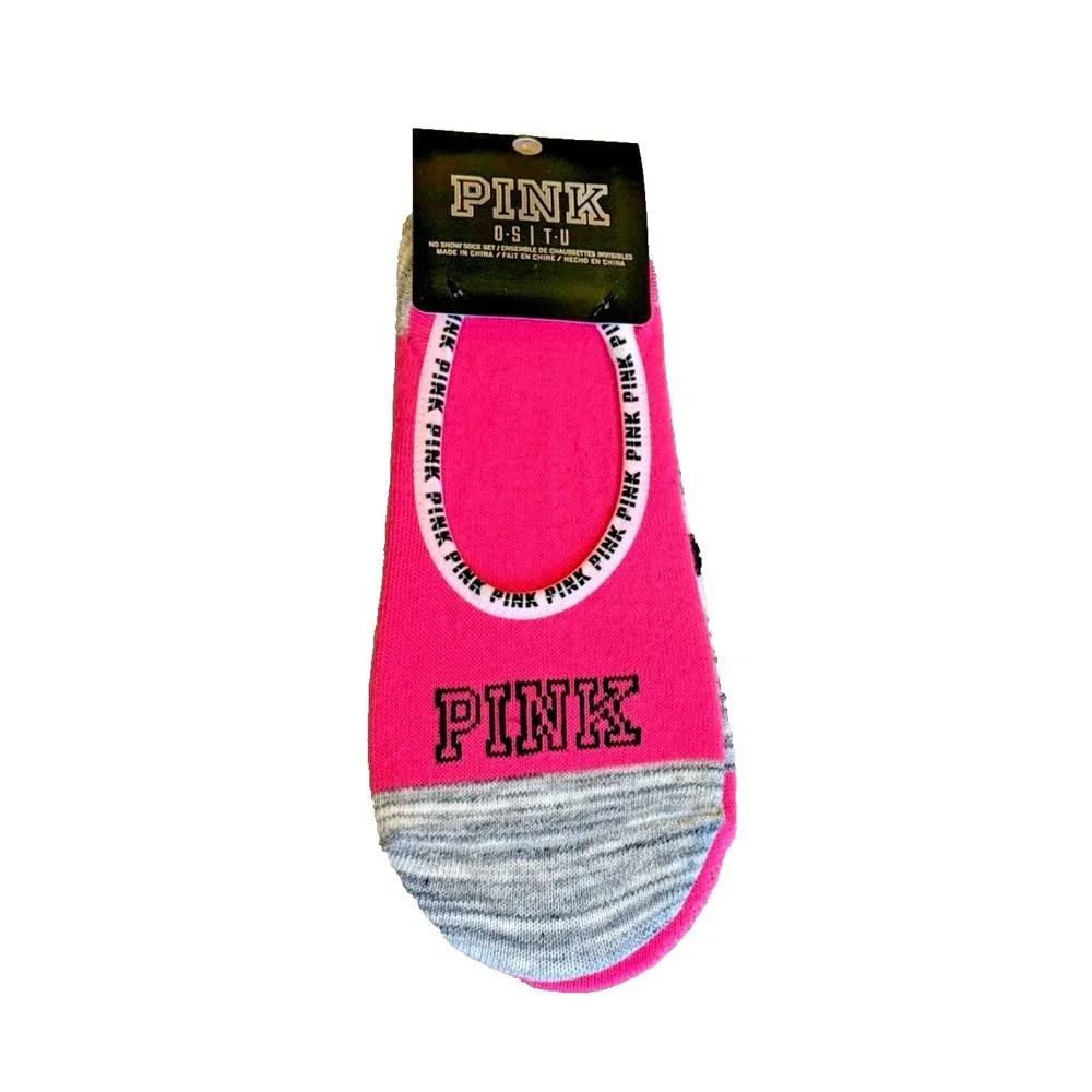 Victoria's Secret PINK no show socks; pink/grey - pack of 2 pairs